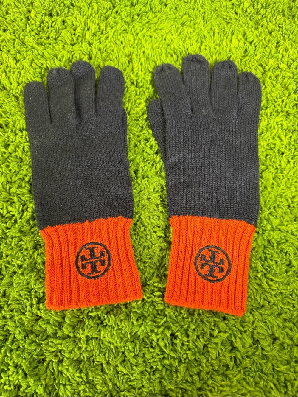 Tory Burch Wool Orange And Black Gloves
